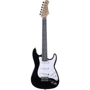 EKO GUITARS - Chitarra Elettrica ST‑100 3/4, Corpo Pioppo, Manico Acero, Tastiera WPC 21 Tasti, 3 Pickup Single‑Coil, Ponte Tremolo, Scala 580 mm, Colore Nero