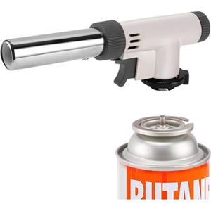 JDHON Cannello a Gas,Cannello da Cucina,Bruciatori da Cucina,Torcia Cucina con Fiamma Regolabile per Barbecue,Dolci,Cucina,Campeggio,Saldatura (Butano Non Incluso)-Bianco