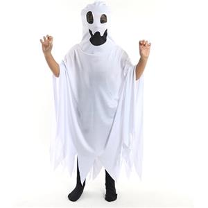 I LOVE FANCY DRESS LTD Costume da fantasma per bambini, standard, tunica bianca con bordo frastagliato con maschera fantasma attaccata, costume per Halloween adatto ai bambini