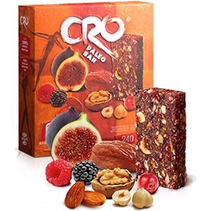 Cro Paleo Bar | Barretta Energetica Ispirata alla Dieta Paleolitica | Naturale | 6 x 40 grammi | Fichi Secchi, Datteri, Frutta Secca e Frutti Rossi