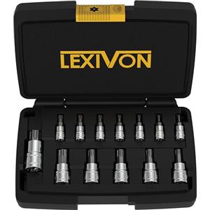 LEXIVON Chiavi Torx per Avvitatore a Batteria, Chiavi a Bussola per Milwaukee, Makita, Chiave Dinamometrica, Inserti per Avvitatore e Chiavi a Cricchetto, 13 Pezzi EU T8 - T60 (LX-143)