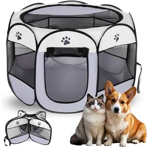 FARYODI Box per Cani 74x74x43cm, Recinto per Gatti Pieghevole, Recinti Gioco per Cane, Recinto per Gatto, Gabbia per Cucciolo, Gattini, Conigli e Piccoli Animali, Interni ed Esterni (Grigio)