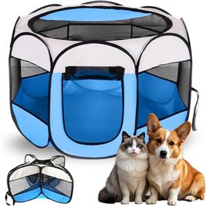 FARYODI Box per Cani 74x74x43cm, Recinto per Gatti Pieghevole, Recinti Gioco per Cane, Recinto per Gatto, Gabbia per Cucciolo, Gattini, Conigli e Piccoli Animali, Interni ed Esterni (Blu)