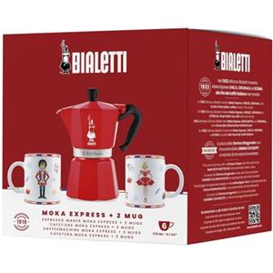 Bialetti Moka Express Iconic - Macchina per caffè espresso italiana, 6 tazze, colore: Rosso