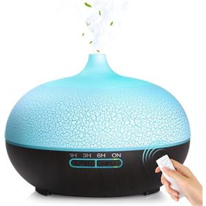 GeeRic Diffusore di Oli Essenziali 550ML,GeeRic Ultrasuoni Umidificatore 7 Color LED Silenzioso Purificatore d'Aria Diffusore di Aromi Nebulizzatore per Oli Profumati per Casa Ufficio Yoga Marrone Scuro