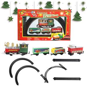Frfik Set trenos in ABS - trenos di Natale Elettrico, Treni di Natale con Binari | Set di Trenino Giocattolo di Natales con Locomotiva, Carbone, Merci & Vagoni Passeggeri | Decorazione, Senza Batter