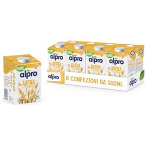 ALPRO CLASSICO, Bevanda all'AVENA, Alternativa Vegetale al Latte, Naturalmente Senza Lattosio, con Vitamine B2, B12 e D2-8 Confezioni da 500 ml