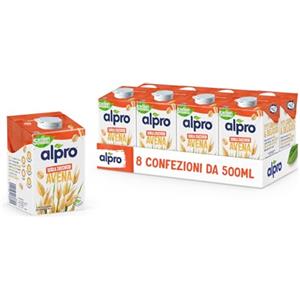 ALPRO SENZA ZUCCHERI, Bevanda all'AVENA, Alternativa Vegetale al Latte, Naturalmente Senza Lattosio, con Vitamine B2, B12 e D2 - 8 Confezioni da 500 ml