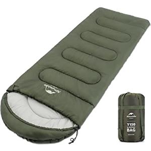 Naturehike Y150L Sacco a pelo da campeggio, leggero, impermeabile, portatile, giuntabile, per adulti, 3 stagioni, escursionismo, zaino in spalla, esterno e interno, con sacco portaoggetti (verde