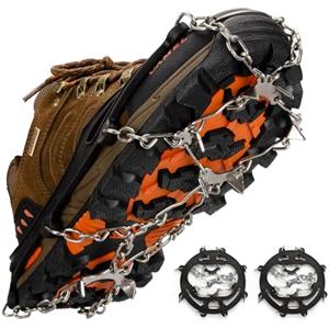 YEENAIV Ramponi per Scarponi Bacchette Trekking, Chiodi per Scarpe da Corsa 8 Denti Catene in Acciaio Inossidabile Picchi da Neve Ramponi, Ramponcini Escursionismo Campeggio Alpinismo (Nero)