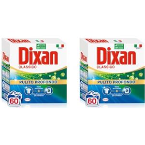 Dixan Classico Pulito Profondo, Detersivo Lavatrice polvere per eliminare le macchie ostinate, formato da 60 lavaggi (Confezione da 2)