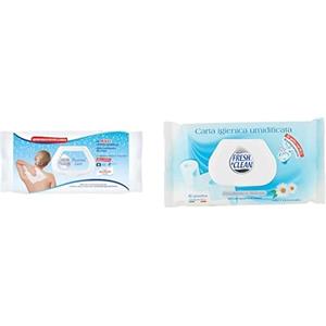 Fresh & Clean - Salviette Personal Care Corpo, Maxi Spessore, Ideali per l'igiene di Anziani o Disabili, 40 pezzi + Carta Igienica Umidificata, Igiene Intima a Casa e Fuori, 48 pezzi