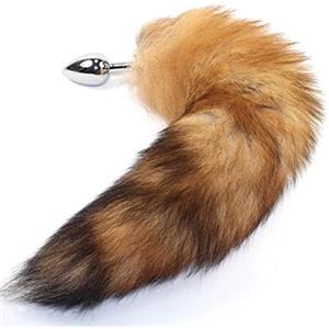 FJUJMLAN Plug anale con coda di volpe completa, culo in metallo, coda di animale, cosplay, giocattolo erotico, giocattolo del sesso, coda di coppia per donne e uomini, gioco sessuale(S)
