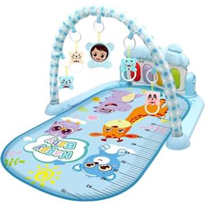 Obelunrp Centro attività per bambini con musica e luce Tappetino da gioco per palestrina facile e sicuro con pendente a sonaglio Tappetino da gioco rimovibile con tavola regolabile per neonati bambini picco