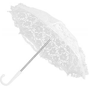 Yctze Parasole in Pizzo Nero, Fiori Artigianali Ombrello con Ricamo in Pizzo Spettacolo Teatrale per Bambini Mini Ombrello Decorativo Decorazione Accessorio Parasole per Bambini(51239 Bianco)