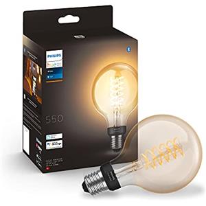 Philips Hue White Filament, Lampadina a filamento connessa, Luce Bianca Calda, dimmerabile, attacco E27, 9W, 1 pezzo