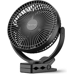 Koonie Ventilatore a 10000mAh Batteria, 20cm Ventilatore USB Portatile, Ventilatore da Tavolo Silenzioso, 4 Velocità, Forte Flusso d'Aria, Morsetto Robusto
