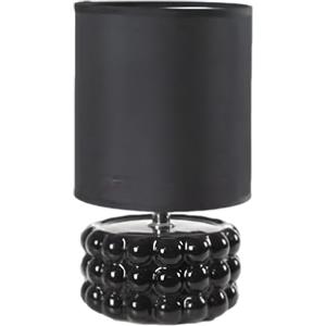 Ma Maison Lampada da Tavolo con Base Tonda in Ceramica - Comodino, Moderna, Soggiorno, Paralume, Camera da Letto, Abat Jour, d'Appoggio, Illuminazione - Effetto Bubble (Nero 15x25 cm)