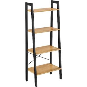 VASAGLE Scaffale a 4 livelli, libreria, per soggiorno, camera da letto, cucina, ufficio, stile industriale, struttura in acciaio, marrone miele e nero LLS044B05