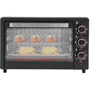 SuhoFutus Forno elettrico da 22 l, in acciaio inox, 1000 W, con grill, forno con timer e termostato, cucina compatta con teglia e griglia per pizza, pane, biscotti, barbecue, famiglia (nero)