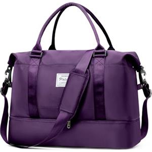 HPLQQ Grande Borsone da Viaggio Donna Bagaglio a Mano, Borsa Sportiva Borsone da Palestra con Scomparto per le Scarpe, Borsa da Weekend, Ospedale Parto, Danza, 50L,A14-Viola scuro