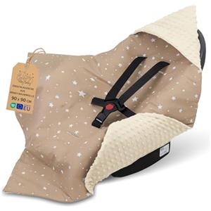 Totsy Baby Sacco ovetto coperta invernale 90x90 cm - universale lavabile copertina per passeggino bebe per seggiolino auto bambino o swaddle neonato 0-6 mesi Oeko-Tex Beige con Stelle Bianche