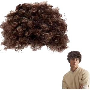 ZALHIN Parrucca Afro Anni 70 Parrucca Africa Funky Uomo, Ricci Parrucche Sintetiche Resistenti al Calore Parrucche morbide