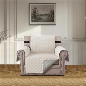 BellaHills Copridivano 1 Posti (Seduta 55 cm), Copridivano con Braccioli, OEKO-TEX, Copri Divano Trapuntato in Microfibra Antigraffio Per Gatto, Copridivano Moderno, Avorio