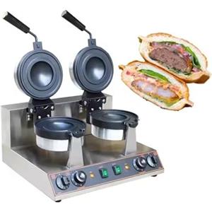 LSHFYV UFO Hamburger Machine, Pressa per Hamburger Commerciale, Macchina per Waffle per Gelato, Pressa per panini elettrica Antiaderente, Temperatura Regolabile 50-300 ℃ Padella Antiaderente,B