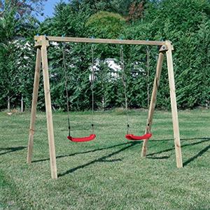 SavinOutdoor Altalena in Legno per Bambini Standard N.2 sedili Liberi Parco Giochi Giardino Esterno