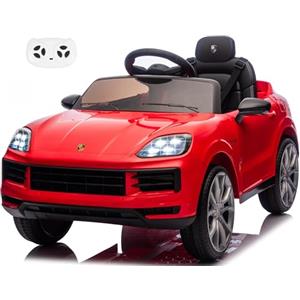 Mondial Toys Porsche Cayenne Macchina Elettrica per Bambini 12V con Telecomando Cintura a 3 Punti Fari a Led Bluetooth Auto Elettrica Full Optional (Rosso)