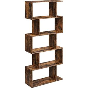 VASAGLE Scaffale a 5 Ripiani, Libreria, 24 x 70 x 159 cm, Divisorio per Stanza, Organizzatore a Cubi, Stile Moderno, per Soggiorno, Camera da Letto, Ufficio, Marrone Vintage LBC62BX