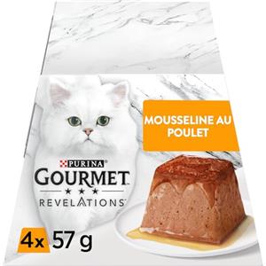 Gourmet Revelations Mousse al Pollo - Alimento Umido Completo per Gatti Adulti, 4 x 57 g