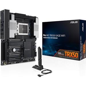 ASUS Pro WS TRX50-SAGE WIFI AMD TRX50 CEB Scheda Madre Workstation AMD, PCIe 5.0 x 16, PCIe 5.0 M.2, LAN da 10 Gb e 2,5 Gb, CPU e Memoria per Overclock, supporto multi-GPU, Nero