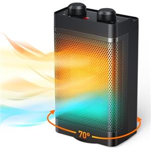 AUINSKY Stufetta Elettrica Basso Consumo,1500w 3 Modalità Di Riscaldamento Stufa Elettrica In Ceramica,70° Oscillante,Protezione Contro Il Surriscaldamento E L'Inclinazione,Riscaldatore Ambiente Silenzioso