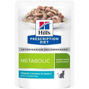 Hill's Prescription Diet Metabolic Cibo Umido per Gatti con Pesce Oceanico - 12 x 85 g