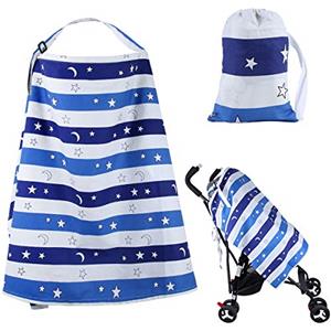 BAOHUASHUN Poncho per allattamento, Scialle per allattare in, Sciarpa traspirante in cotone, Grembiule Allattamento Copertura Poncho per Allattamento al Seno (blu)