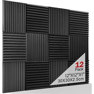 Kuchoow Pannelli Fonoassorbenti, 12 Pezzi Pannello Fonoassorbente per Podcasting, Studi di Registrazione, Uffici, Home Learning, Pannello Fonoassorbente