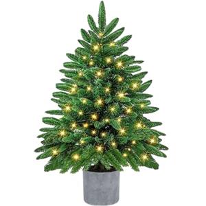 23GUANYI Albero di Natale 60 cm con 60 LED, 100% PVC Artificiale Albero di Natale con Luci Incorporate Mini Alberi di Natalizie con 295 Punte Include Timer e Base per Casa Tavolo Decorazioni