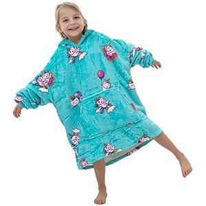 Miracle Baby Coperta oversize con cappuccio Coperte indossabili per donne Adulti Bambini - Coperta indossabile con cappuccio con maniche e tasca gigante, coperta super calda e morbida (ragazzo-unicorno)