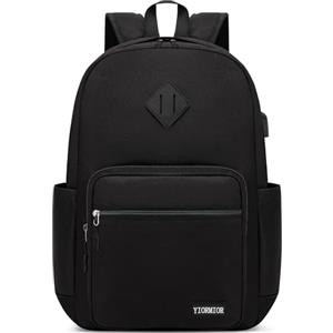 YIORMIOR Zaino Scuola Superiore Media università Donna Uomo, Zaino Porta Pc Uomo da 15.6 Pollici con Porta USB Impermeabile