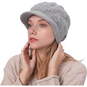 Rayson Donna Berretto Invernali Cappello da Lavorato a Maglia Morbido Caldo Berretti Beanie Adatto per La Protezione Solare Esterna Casual (Grigio)