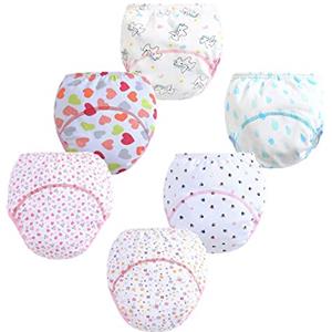 FedMois Confezione da 6 Mutandine di Apprendimento Bimbi Bambini Cotone Assorbente Impermeabile, Fiori, 0-1 Anno