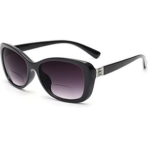 JM Occhiali da Sole da Lettura Donna, Occhiali da Lettura Vintage Protezione UV All'aperto Nero +1.0