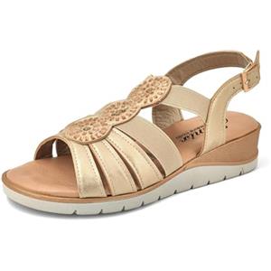 JOMIX Sandali Donna Estive Comode da Anziane Signora Sandali Eleganti Ortopediche Plantare Ergonomico Morbido Vera Pelle Bassi con Chiusura Elastico Regolabile TD2965 Bianco 41