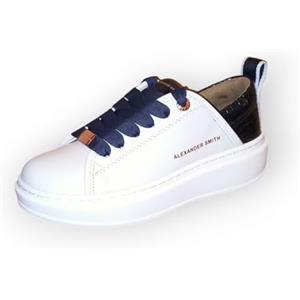 ALEXANDER SMITH, ACBC, Eco-Wembley Woman, Scarpe Ecopelle Moda Fashion (White Blue, Sistema Taglie Calzature EU, Adulto, Numero, Media, 37)