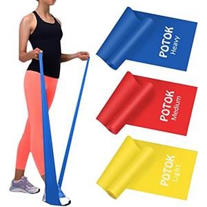 Potok Kit di fasce di resistenza per allenamento e condizionamento, pilates, fasce di resistenza per mobilità, forza e riabilitazione, qualità premium, confezione da 3 (1,5 m)