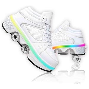 JinFugron Scarpe con rotelle, Pattini a rotelle per Bambini, Pattini LED Luce per Ragazzi e Ragazze, Scarpe con Automatiche Rotelle Retrattile, Outdoor Multisport Scarpe da Skateboard