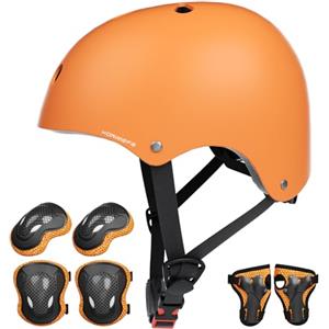 KORIMEFA Set di Protezione per Bambini, Casco Bici, Ginocchiere, Gomitiere e Protezione Polso per Bambini da 3-13 Anni, Casco per Hoverboard, Scooter, Pattini, BMX e Bicicletta