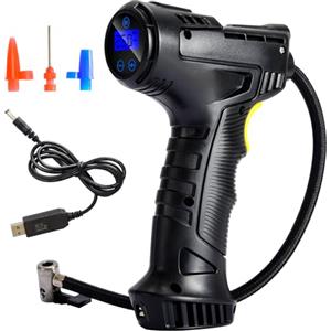Umelee Gonfia Gomme Auto Portatile 12V, Compressore Aria Cordless Digitale con 4 Ugelli, Auto-Stop, Gonfiatore Elettrico per l'uso di Auto, Bici, Palloni, Oggetti Gonfiabili